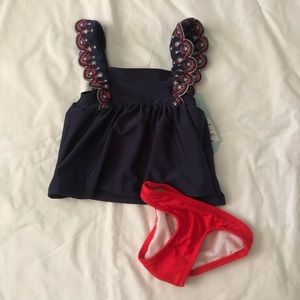 Cat & Jack 2-piece 12mo 12 month patriotic swim bathing suit NWT